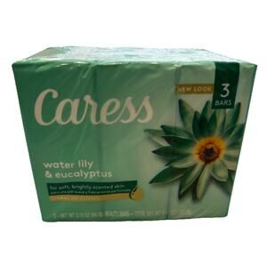 Caress Bar Soap Pack Of 3 Bars Water Lily Eucalyptus Floral Oil Essence